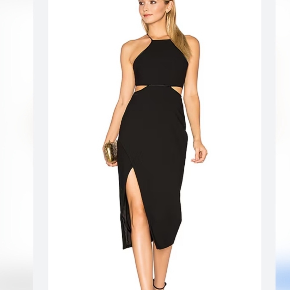 Cinq à Sept Black Cutout Midi Dress